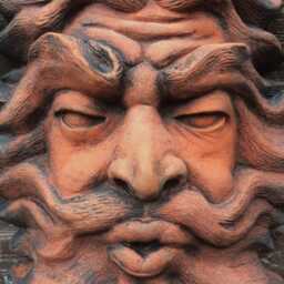 "Large Green Man Decorative Stone Wall Plaque Or Fountain Mask ""North Wind"" 36cm/14" - thumbnail 3