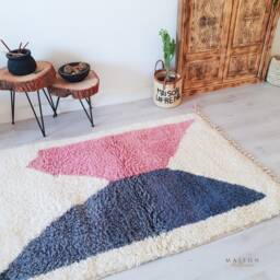 Pink Beni Ourain Rug, Small Moroccan 3.6 X 5.3 Ft - thumbnail 2