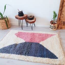 Pink Beni Ourain Rug, Small Moroccan 3.6 X 5.3 Ft - thumbnail 3