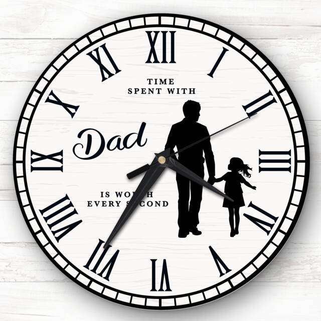 Father With Daughter Silhouette Personalised Gift Clock - image 1