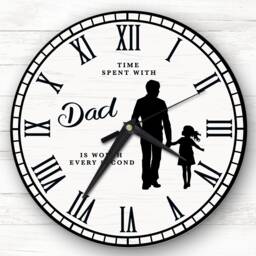 Father With Daughter Silhouette Personalised Gift Clock - thumbnail 1