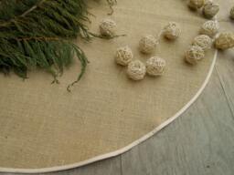 Burlap Christmas Tree Skirt Rustic Farmhouse Holiday Decor Natural Country Style
