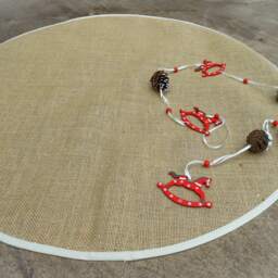 Burlap Christmas Tree Skirt Rustic Farmhouse Holiday Decor Natural Country Style - thumbnail 4