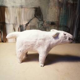 Small White Dog Iii/Unique Animal Ceramic Sculpture - thumbnail 2