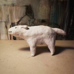 Small White Dog Iii/Unique Animal Ceramic Sculpture - thumbnail 3
