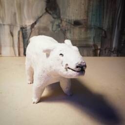 Small White Dog Iii/Unique Animal Ceramic Sculpture - thumbnail 1