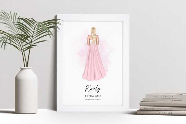 Personalised Prom Print, Homecoming, School, Uni Leavers Gift, Custom Wall Art Portrait Framed Picture, Present For Her, Girls, Daughter Nl - image 1