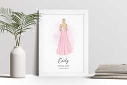 Personalised Prom Print, Homecoming, School, Uni Leavers Gift, Custom Wall Art Portrait Framed Picture, Present For Her, Girls, Daughter Nl - thumbnail 1