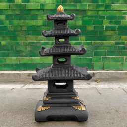 Grand Stone Pagoda Lantern Concrete Garden Sculpture Large Zen Ornament Outdoor Meditation Decor Cement Yard Centerpiece Asian Inspired Art