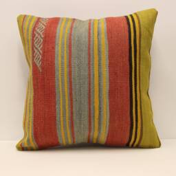 Handmade Pillow, Kilim Home Decor Pillow Cushion Cover, 20x20 Red Striped Patio Indoor 4Ef-223