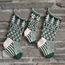 Evergreen Christmas Stocking - Hand Knit, Fair Isle, Vintage Inspired Knit With The Wind - thumbnail 3