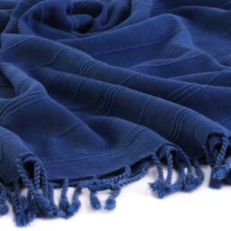 Sapphire - Navy Stonewashed Cotton & Modal Turkish Beach Towel, Bridesmaid Gift, Sarong, Lightweight Bath Cover Up, Wrap - thumbnail 3