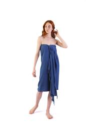 Sapphire - Navy Stonewashed Cotton & Modal Turkish Beach Towel, Bridesmaid Gift, Sarong, Lightweight Bath Cover Up, Wrap