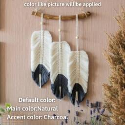 Modern Macrame Wall Art, Feather Hanging, Farmhouse Boho Decor, Nursery Home Plant Lover Gift, Bonus Mom Gift L05 - thumbnail 2