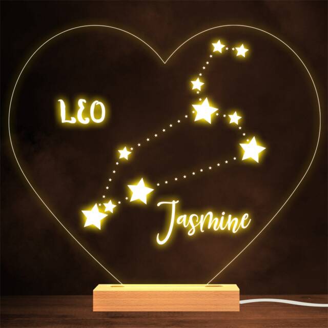 Constellations Zodiac Sign Leo Personalised Gift Lamp Night Light - image 1