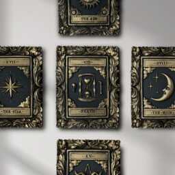 Handcrafted Death Tarot Card Wall Art - Black Gold Gothic Home Decor - thumbnail 3