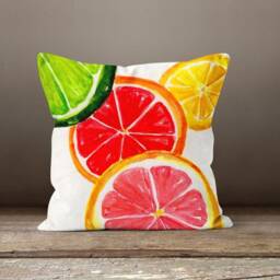 Fruit Cushion Cover-Lemon Pillow Case-Orange Kitchen Case-Watermelon Cover-Gift For Her Cushion-Handmade Material - thumbnail 2