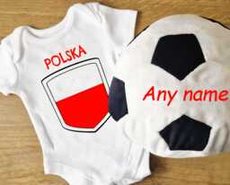 Personalised Embroidered Poland Polska Soft Toy Football & Babygrow/Romper Tshirt Set - thumbnail 1