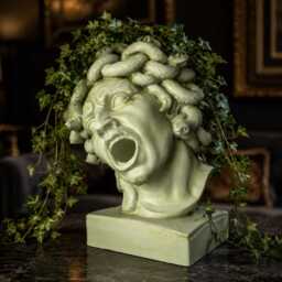 Cement Medusa Planter - The Gorgon's Bloom Cast Stone Greek Myth Plant Pot Handmade UK - thumbnail 2