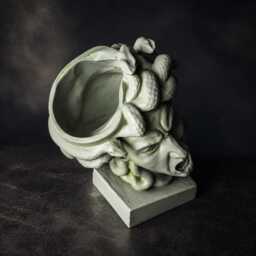 Cement Medusa Planter - The Gorgon's Bloom Cast Stone Greek Myth Plant Pot Handmade UK - thumbnail 3