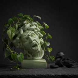 Cement Medusa Planter - The Gorgon's Bloom Cast Stone Greek Myth Plant Pot Handmade UK - thumbnail 4