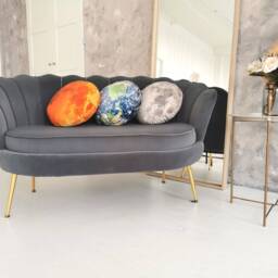 Full Red Moon Throw Pillow For Galaxy Boy Nursery Room Decor, Plush Planet Decoration, Shaped in Soft Velvet - thumbnail 2