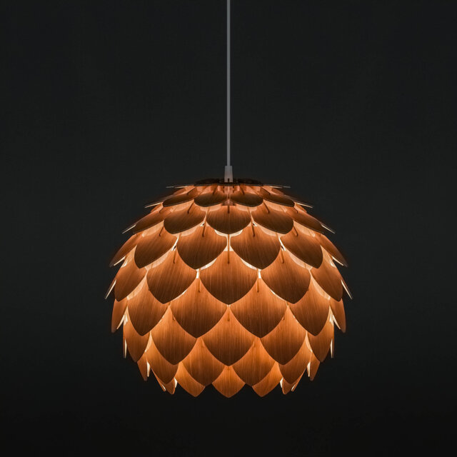 Handmade Pinecone Wooden Pendant Light, Colonial Oak Lampshade - image 1