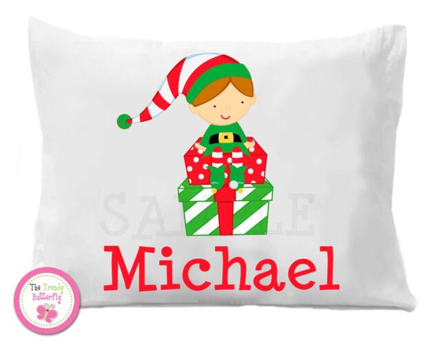 Christmas Elf Pillowcase , Children's Personalized Pillow Case Boy Or Girl - image 1
