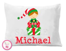 Christmas Elf Pillowcase , Children's Personalized Pillow Case Boy Or Girl