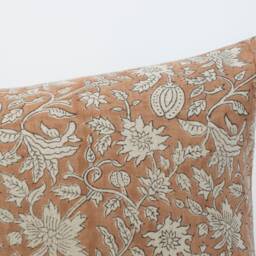 Julia -- 14x36 Rust Floral Pillow Cover Brown Block Print Lumbar Farmhouse Muted - thumbnail 3