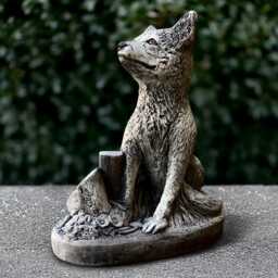 Stone Fox Sculpture Concrete Sitting Figurine Outdoor Animal Decoration Garden Ornament Cement Statue Fox Lover Gift Yard Art - thumbnail 3