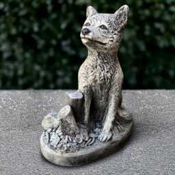 Stone Fox Sculpture Concrete Sitting Figurine Outdoor Animal Decoration Garden Ornament Cement Statue Fox Lover Gift Yard Art - thumbnail 2