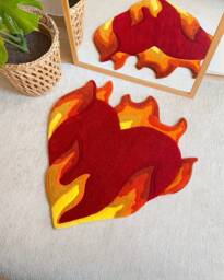 Flaming Heart Tufted Rug - Custom Rug, Handmade Fluffy & Soft, Housewarming Gifts, Gift