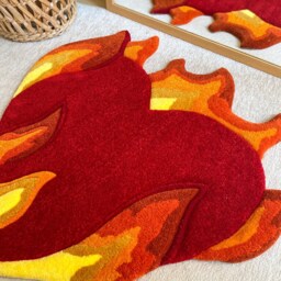 Flaming Heart Tufted Rug - Custom Rug, Handmade Fluffy & Soft, Housewarming Gifts, Gift - thumbnail 3