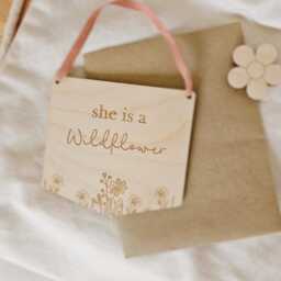 She Is A Wildflower Banner - Wooden Nursery D??cor Floral Wall Hanging UK - thumbnail 3