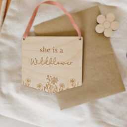 She Is A Wildflower Banner - Wooden Nursery D??cor Floral Wall Hanging UK - thumbnail 2