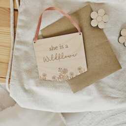 She Is A Wildflower Banner - Wooden Nursery D??cor Floral Wall Hanging UK