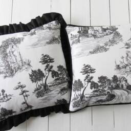 Pillow Case 40x40cm Made Of Toile De Jouy French Country Style Scene Cushion Cover Black & White Bedroom Decoration Pure Cotton - thumbnail 2