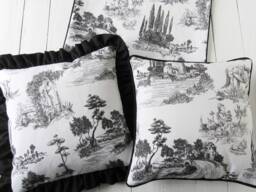 Pillow Case 40x40cm Made Of Toile De Jouy French Country Style Scene Cushion Cover Black & White Bedroom Decoration Pure Cotton - thumbnail 1