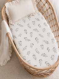 Mini Crib Sheet, Green Leaves Bamboo Premium Mini Fitted Crib Sheet - thumbnail 1