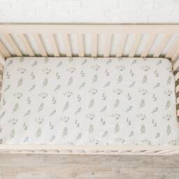 Mini Crib Sheet, Green Leaves Bamboo Premium Mini Fitted Crib Sheet - thumbnail 2