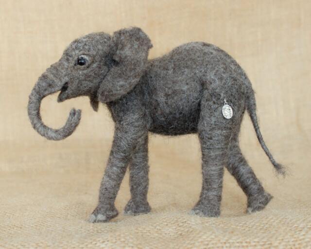 Made To Order Needle Felted African Elephant Calf Custom Needle Felted Animal Sculpture - image 1