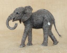 Made To Order Needle Felted African Elephant Calf Custom Needle Felted Animal Sculpture