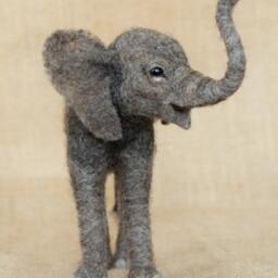 Made To Order Needle Felted African Elephant Calf Custom Needle Felted Animal Sculpture - thumbnail 3