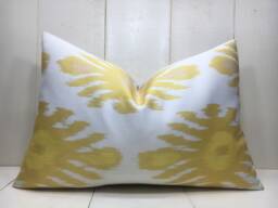 Silk Ikat Pillow Cover Hand-Dyed Replica, Decorative Cushion - 16x24 - thumbnail 1