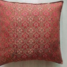 Red Cushion Cover With Golden Shine, Case, Hippie Cover, Boho Cushion, 18 - thumbnail 4