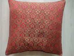 Red Cushion Cover With Golden Shine, Case, Hippie Cover, Boho Cushion, 18 - thumbnail 1