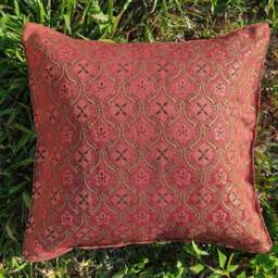 Red Cushion Cover With Golden Shine, Case, Hippie Cover, Boho Cushion, 18 - thumbnail 2