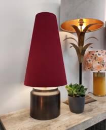 Red Extra Tall Cone Lampshade in Velvet, Conical Lamp Shade - thumbnail 1