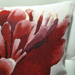 Peony Cream Jacquard Tapestry Cushion Cover 45 X cm. Trendy Interior Decor - Decorative Birthday Housewarming - thumbnail 2